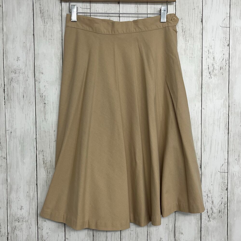 Mr Mort Tan Khaki A Line Basic Plain Modest Flowy Lightweight Vintage Skirt